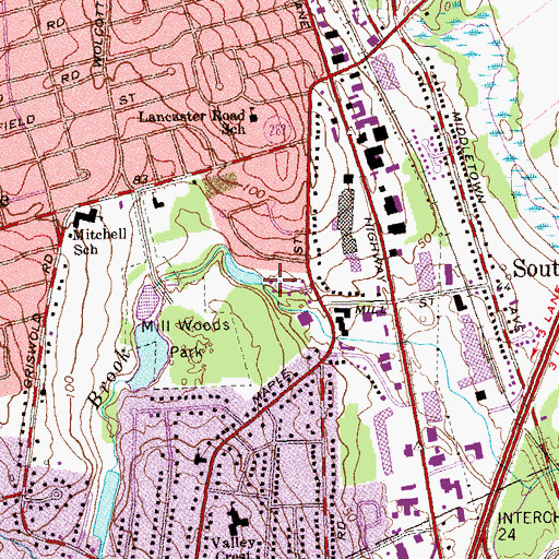 Topographic Map of Bell Reservoir, CT