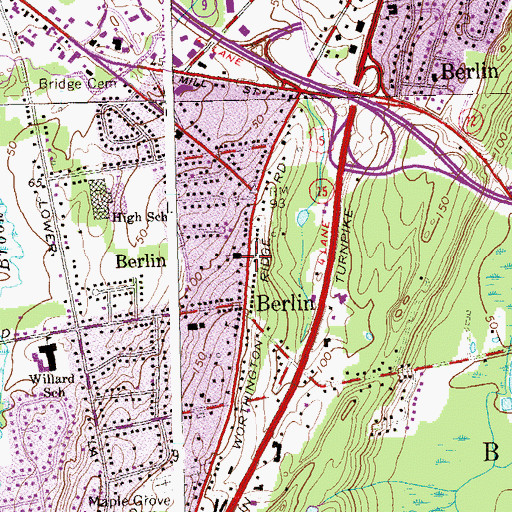 Topographic Map of Berlin Congregational Church, CT