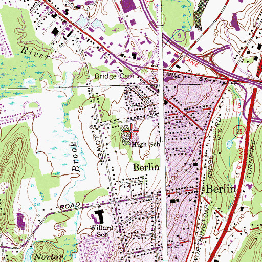 Topographic Map of Berlin High School, CT