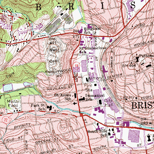 Topographic Map of Beth Israel, CT