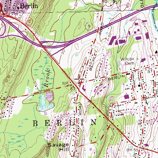 Topographic Map of Bethany Covenant Church, CT