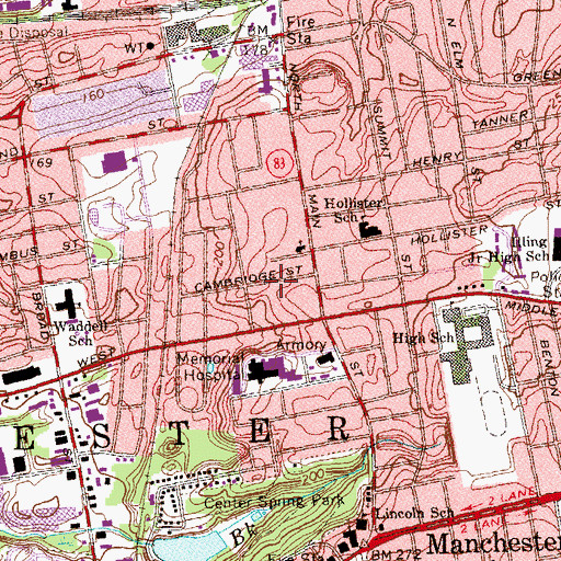 Topographic Map of Blessed Sacrament Roman Catholic Church, CT