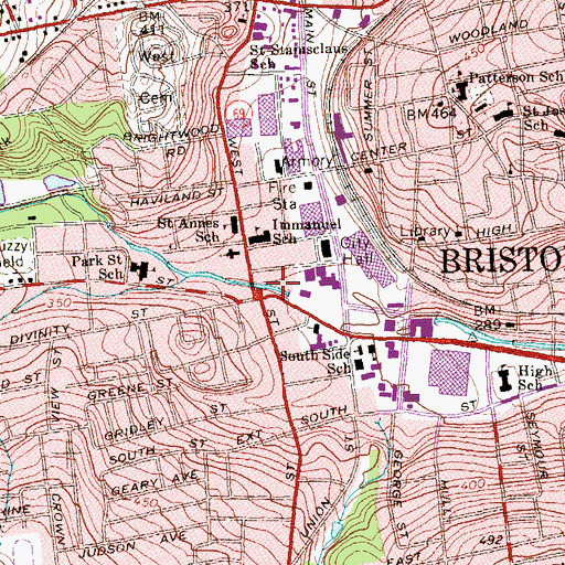 Topographic Map of Bracket Park, CT