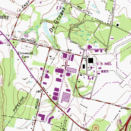 Topographic Map of Bradley Industrial Park, CT