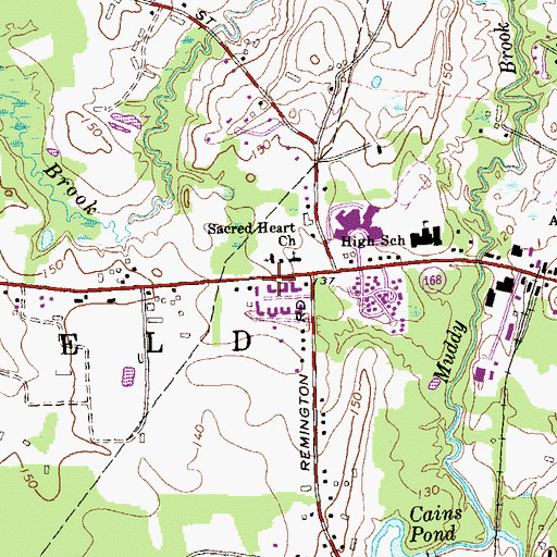 Topographic Map of Brazin Bruce Park, CT