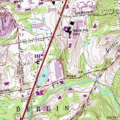 Topographic Map of Brickyard Shopping Center, CT
