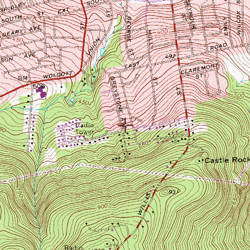 Topographic Map of Bristol Bible Chapel, CT