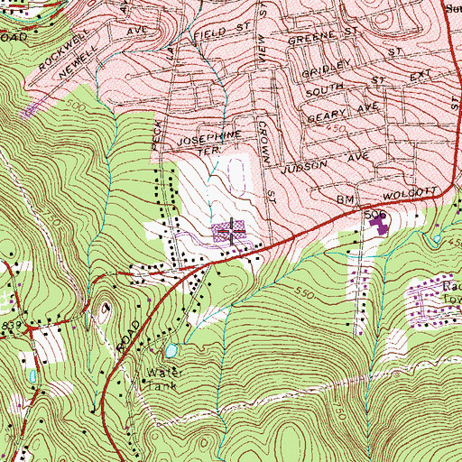 Topographic Map of Bristol Central High School, CT