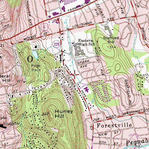 Topographic Map of Bristol Christian Science Church, CT