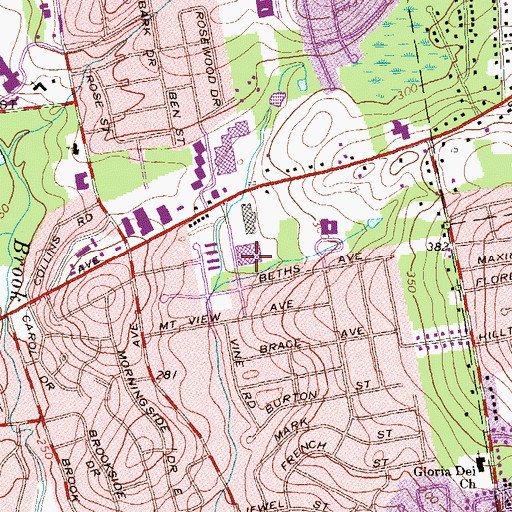 Topographic Map of Bristol Farm Plaza Shopping Center, CT