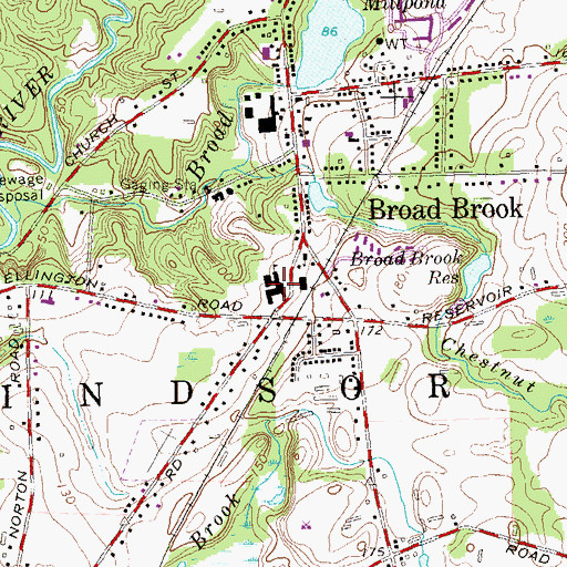 Topographic Map of Broad Brook Elementary School, CT