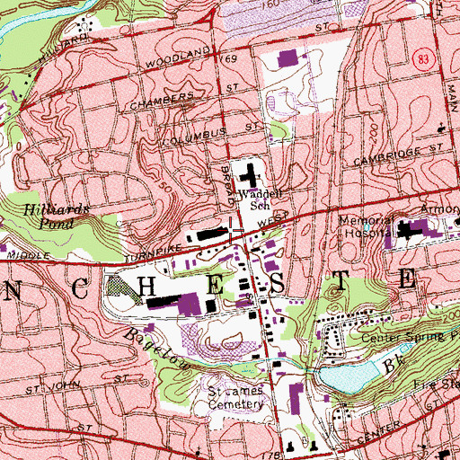 Topographic Map of Broad Street Parkade Shopping Center, CT