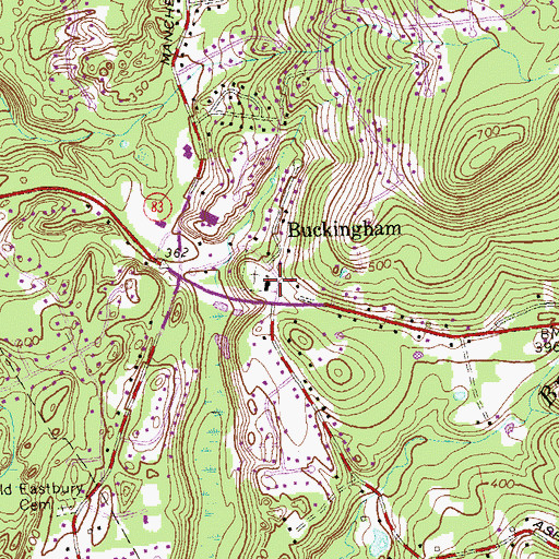 Topographic Map of Buckingham Congregational Church, CT