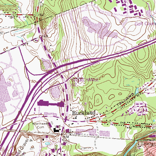 Topographic Map of Buckland Square Shopping Center, CT