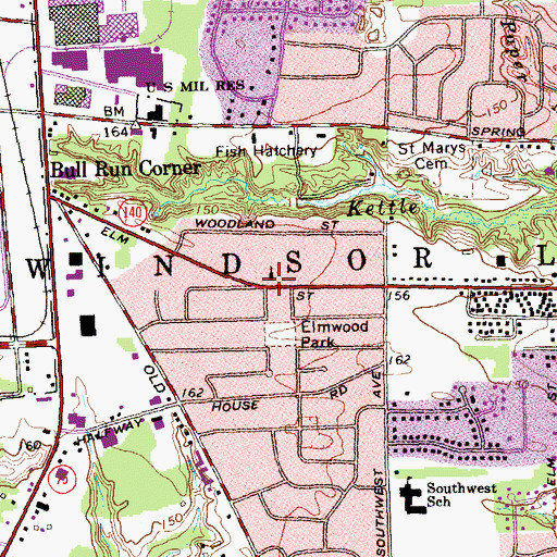Topographic Map of Calvary Baptist Church, CT