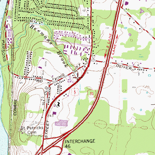 Topographic Map of Calvary Presbyterian Church, CT