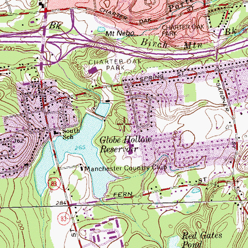 Topographic Map of Camp Kennedy, CT
