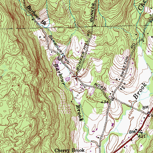 Topographic Map of Canton Kingdom Hall of Jehovahs Witnesses, CT