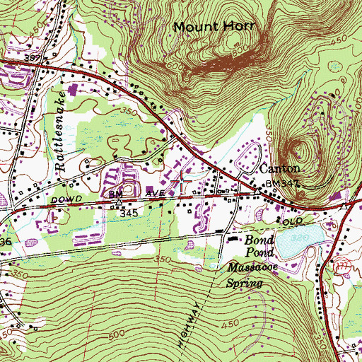Topographic Map of Canton Post Office, CT