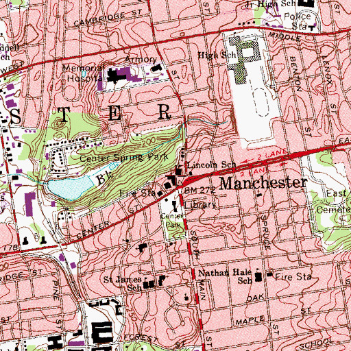 Topographic Map of Center Congregational Church, CT