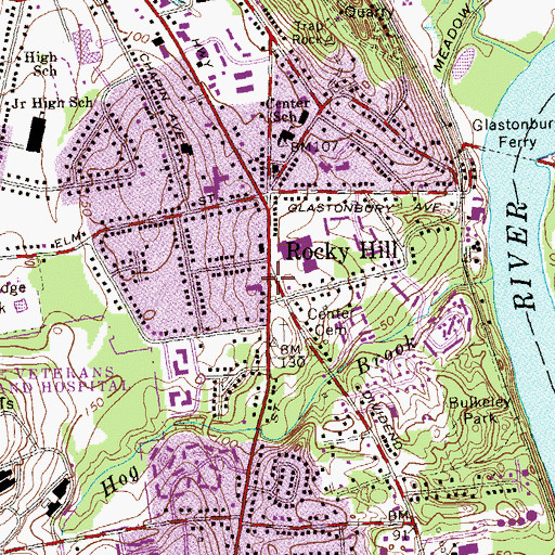 Topographic Map of Center Green, CT