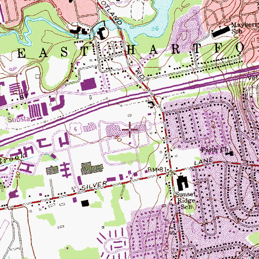 Topographic Map of Charter Oak Mall Shopping Center, CT