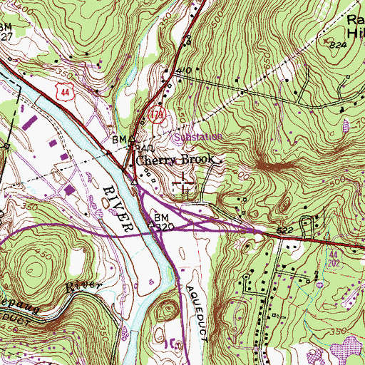 Topographic Map of Dyer Cemetery, CT