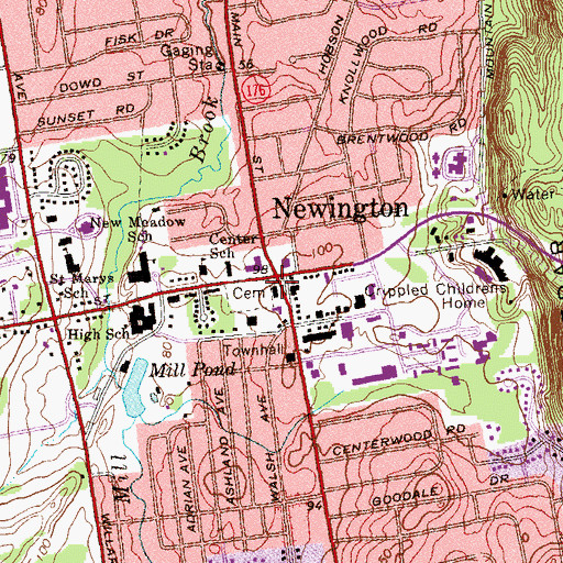 Topographic Map of Christ Congregational Church, CT