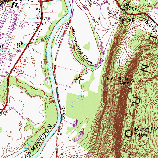 Topographic Map of Cliffside Country Club, CT