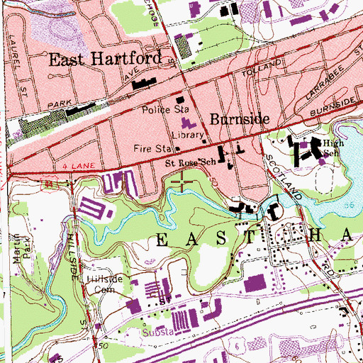 Topographic Map of Coachlight Village, CT