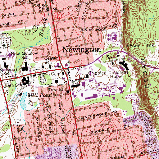 Topographic Map of Colonial Chapel Grace Brethren Church, CT