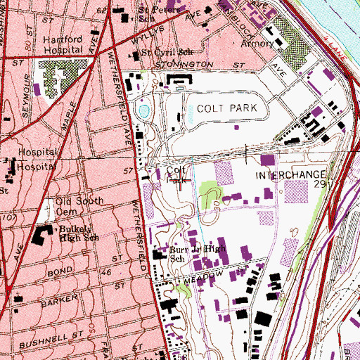 Topographic Map of Colt Park South, CT