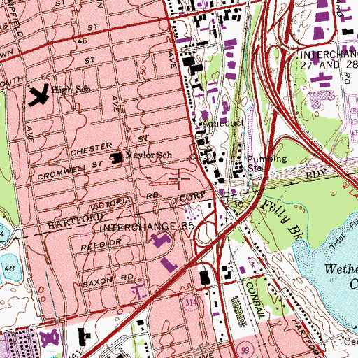 Topographic Map of Columbus Park, CT