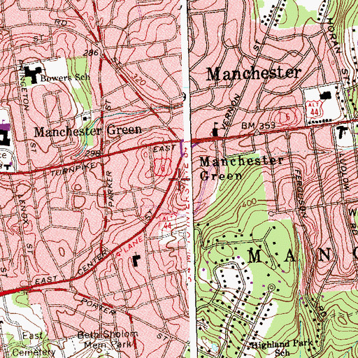 Topographic Map of Community Baptist Church, CT