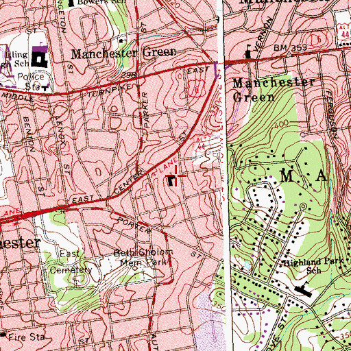 Topographic Map of Concordia Lutheran Church, CT