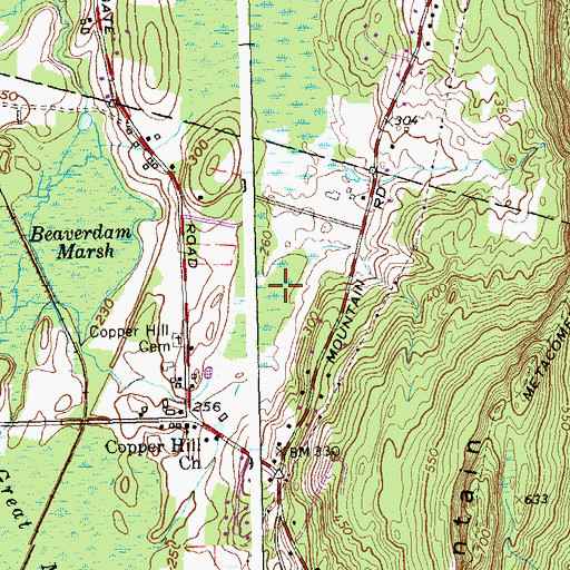 Topographic Map of Copper Hill Golf Course, CT