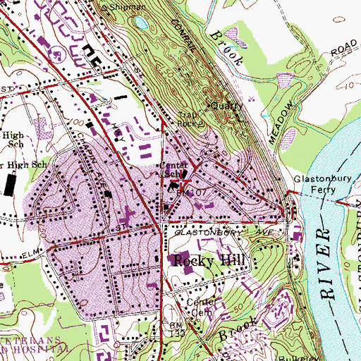 Topographic Map of Cora J Belden Library, CT
