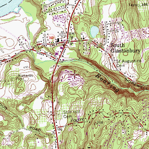 Topographic Map of Cotton Hollow, CT