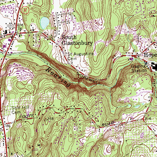 Topographic Map of Cotton Hollow Nature Preserve, CT