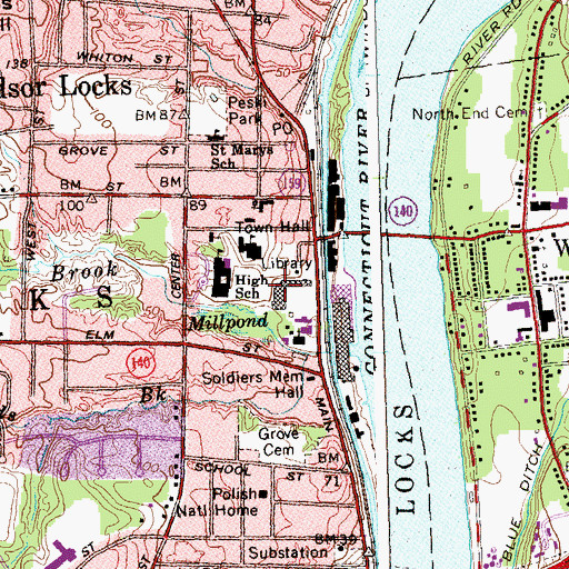 Topographic Map of Dexter Plaza Shopping Center, CT