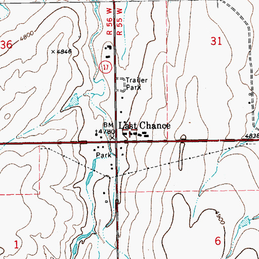Topographic Map of Last Chance, CO