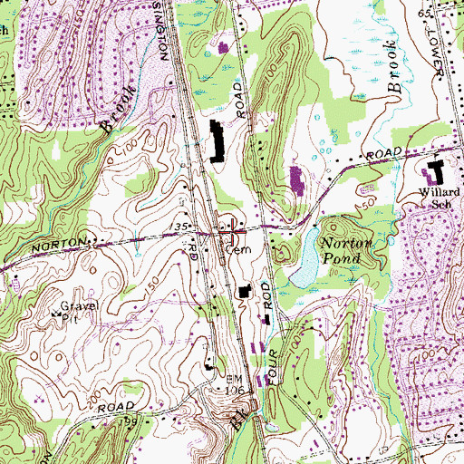 Topographic Map of Dunham Cemetery, CT