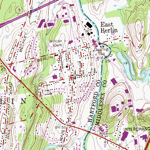 Topographic Map of East Berlin Post Office, CT
