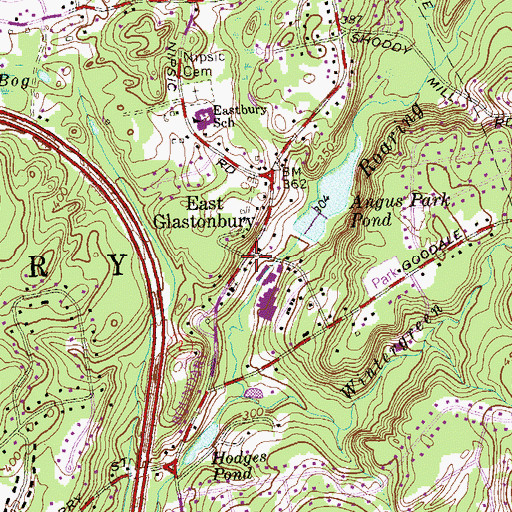 Topographic Map of East Glastonbury Post Office, CT