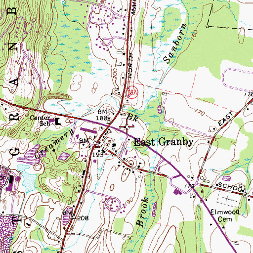 Topographic Map of East Granby Congregational Church, CT