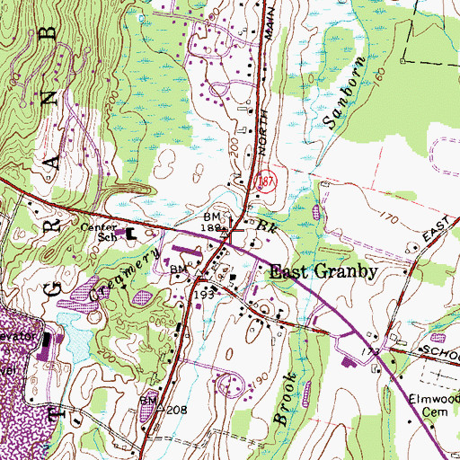 Topographic Map of East Granby Historic District, CT