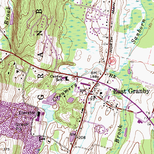 Topographic Map of East Granby Post Office, CT