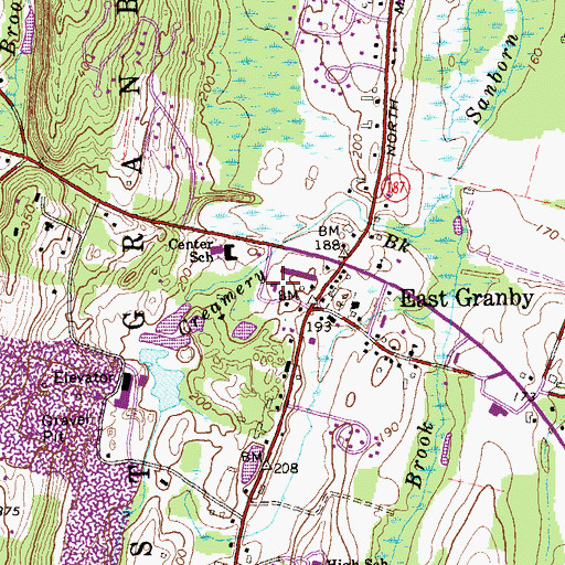 Topographic Map of East Granby Town Hall, CT