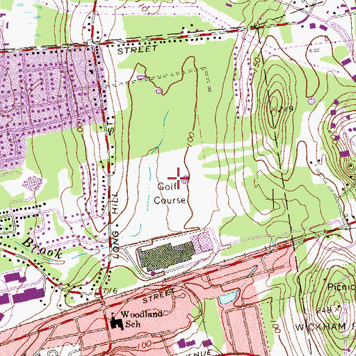 Topographic Map of East Hartford Golf Course, CT