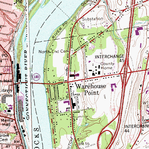 Topographic Map of East Windsor Post Office, CT